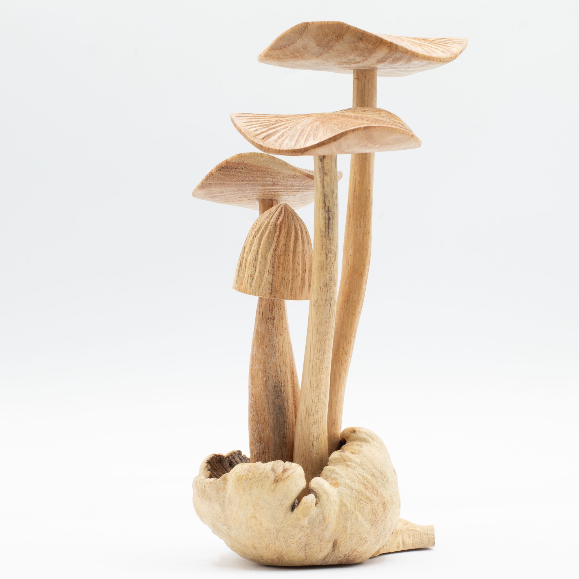 Handmade Parasite Wood Art Carving - Set of 4 Large Mushrooms - Image 3